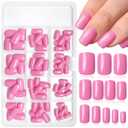 2 x LoveOurHome 240pc Square Press on Nails Short Fake Nails Cute Pink Glue on Nail Short Acrylic Nails Press ons Nail Tips Full Cover False Nail Square Fingernail with Adhesive Tabs for Women Girls