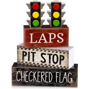 Lineshading 4 Pcs Racing Birthday Party Decoration Race Car Table Decorations Wooden Traffic Light Decor Racing Car Table Centerpieces for Photo Props Decor Birthday Party Supplies