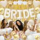 Vlipoeasn 39PCS Bachelorette Party Decorations Kit, Sand White Bride to Be Party Decorations, Bride to Be Sash & Veil, Tattoo Sticker, Foil Curtains, Balloons, Bridal Shower Party Supplies