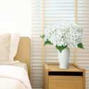 6PCS White Silk Hydrangea Artificial Flowers with Vase | Fake Hydrangea Flowers in Vase for Bedroom Decor Home Table Decor DIY Floral Decoration-14.25 Inch