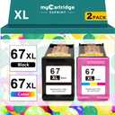 67XL HP Printer Ink for HP Ink 67 Replacement for HP 67 Ink Cartridges Black/Color Combo Pack HP67 DeskJet 2755e 2855e 2700 4255e 4155e 2800e 2700e 2700e Envy 6055e 6000 6455e Printer Ink HP 67