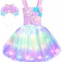 Mermaid Costume Light Up Dress for Girls - Birthday Party Gifts, Decorations, Halloween Costumes (5-6 Years)