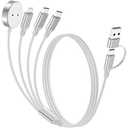 Travel Essentials,Multi Charging Cable for Apple Watch Charger/iPhone Charger/Samsung Charger,USB A & Type C Power Cable for iWatch Ultra/10-2/iPhone 17-11/Samsung S26,eBook Readers,Car[1.2M]-White