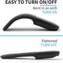 Bluetooth Arc Touch Mouse, Portable Slim Folding Travel Mouse whitout USB Dongle, Foldable Mice for Laptop, Tablet - Black