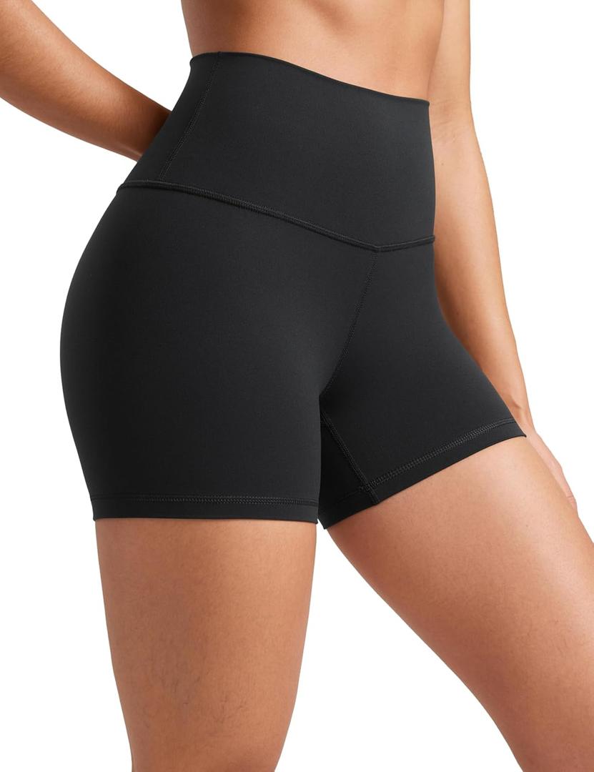 CRZ YOGA Butterluxe Biker Shorts 4'' - High Waisted Booty Workout Volleyball Yoga Womens Spandex (Black)