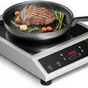 Portable Induction Cooktop 1800W, Single Burner Induction Cooker with Touch Control, Low Power Continuous Heating, Dual IGBT System, Dual Cooling Fans, Timer, Safety Lock, 110-120V (Silver)