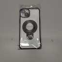 Piegricdiat Magnetic case for iPhone 14 Plus with Full Camera Lens Protection(Compatible with MagSafe),Military Shockproof Slim Electroplate Bumper Clear Cover Built-in Invisible Ring Stand, Black