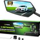 RBRL Bike Mirror, 3D Adjustable Arm for Extended Reach, Aluminum Alloy Anti-shake Bicycle Rearview Mirrors, 360 Panoramic Rearview, Wide Angle Shatterproof & Foldable E-bike Mirror(left)