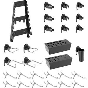 TORACK 29PCS Pegboard Accessories Kit, Only Keyhole Style Pegboards, Not for Standard Round Hole Pegboards, Hooks and Tool Organizer Set