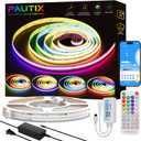 PAUTIX RGB Smart IC COB LED Strip Light Addressable 32.8ft/10m,UL-Listed 24V Color Flowing Strip Light Multicolor Flexible Tape Lights with APP Control/Music Mode,for TV,Bedroom,Party DIY Decoration
