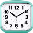 5.5" Large No Ticking Analog Alarm Clock,Silent Readable for Seniors,Easy to Set,Gradual Rise Alarm,Big Numbers,Gentle Wake,Snooze, Lighted on Demand,Battery Operated,Green