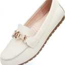 Loafers for Women Business Casual Shoes Comfortable & Lightweight Penny Loafers Slip On Work Flats (8, Beige Napa Leather)