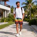 GINGTTO Men's Beach Shorts Bathing Suits with Mesh Lining (L)