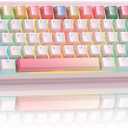 YUNZII B68 Wireless Mechanical Keyboard,Tri-Mode BT5.0/2.4GHz/USB-C,Cute PBT Keycaps,Hot Swappable Creamy Typing Gasket Mounted,RGB Backlit NKRO for Win/Mac (Pink, Milk V2 Switch)