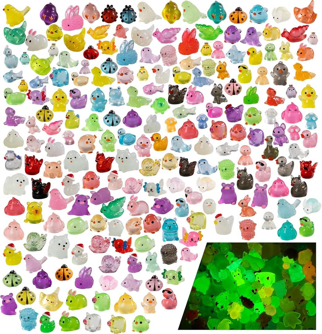 210Pcs Mini Resin Animals Variety Tiny Animals Figures Miniature Little Small Figurines Bulk for Micro Fairy Garden Landscape Accessories Hide Decor Aquarium