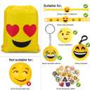Konsait Emoticon Bags for Emoticon Party Supplies(12 Pack), Emoticon Drawstring Backpack Shoulder Bag Bulk for Kids Birthday Emoticon Party Gift