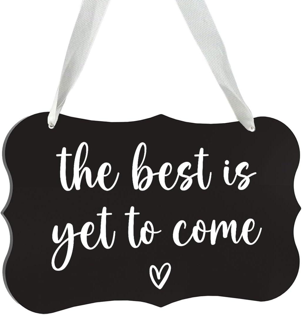 2 x Acrylic Wedding Sign, Ring Bearer Sign, Rustic Wedding Decor Signs, Acrylic Wall Art With Ribbon for Chairs Weddings Decoration and Event Party - The Best is Yet to Come (Black)
