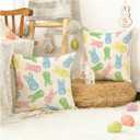 RABUSOFA Easter Pillow Covers 20x20 inch Set of 2 Easter Decoration Colorful Rabbit Throw Pillows for Bedroom Sofa Holiday Festivals Home Decor (Multicolor)