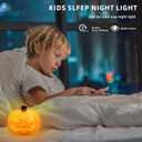 2pcs Pumpkin Night Light, 5-Color Dimmable LED Lamp with Touch Control and Auto-Switch Modes Nursery Nightlights Decor for Kids, Rechargeable Halloween Lantern Cute Silicone Light for Woman and Kids