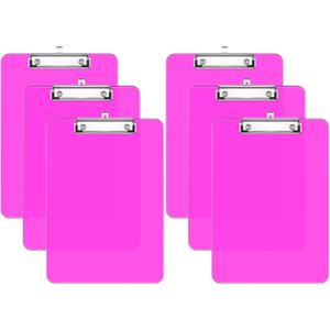 Rimilak Plastic Clipboards Set of 6, Translucent Board with Low Profile Metal Clip, 12.5 x 9 in Letter Size, Office Supply, Back to School, Red