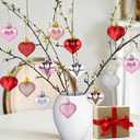 2 x 36 Pcs Valentine Heart Shaped Ornaments, Rose Gold Silver Pink Red Heart Ornaments for Mother's Day Christmas Wedding Anniversary Valentines Day Hanging Decorations