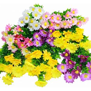 8 Bundles Artificial Daisy Flowers for Planters, Window Box, Garden Decor