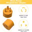 RV & Marine Generator Adapter -Shore Power NEMA L5-30P to 5-15R/5-20R, 30A Marine Plug to 110V 15A/120V 20A Household Outlet Converter, 3-Prong Locking Power Cord for RV and Boat Use