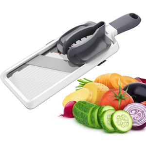 Multi Handheld Mandoline Slicer - Adjustable Stainless Steel Blade, Comfort Grip, Safety Features, Easy to Clean, Ideal for Speedy Slicing of Fruits and Vegetables (Gray)