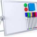 Small Dry Erase White Board, Magnetic Desktop Whiteboard with Stand, Dry Eease Board Mini Easel Double Sided on Table Top with Holder for Kids Drawing, Teacher Instruction (12"W x 7.9"H)