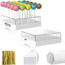 2 Pack Cake Pop Stand,25 Holes Clear Cake Pops Display Holder,Cake Pop Sticks Kit, Candy Pop Holder,cake pop mold for Party,Wedding,Birthday(White,2-Pack)