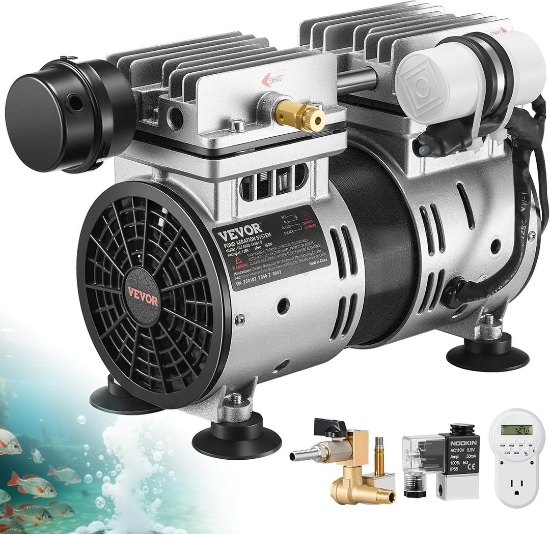 VEVOR Pond Aerator 550W Power 5.2CFM for Up to 3 Acre 50' Lake Aeration Kit