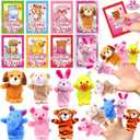 AMENON 28 Pack Valentines Day Gifts for Kids with Animal Finger Puppet Plush Toy (7 designs) Valentines Cards for Kids Boys Girls School Valentine Classroom Exchange Gift Prize Party Favor Game
