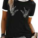 SOFIA'S CHOICE Womens T Shirts Vintage Short Sleeve Graphic Tee Basic Casual Summer Tops Black Small