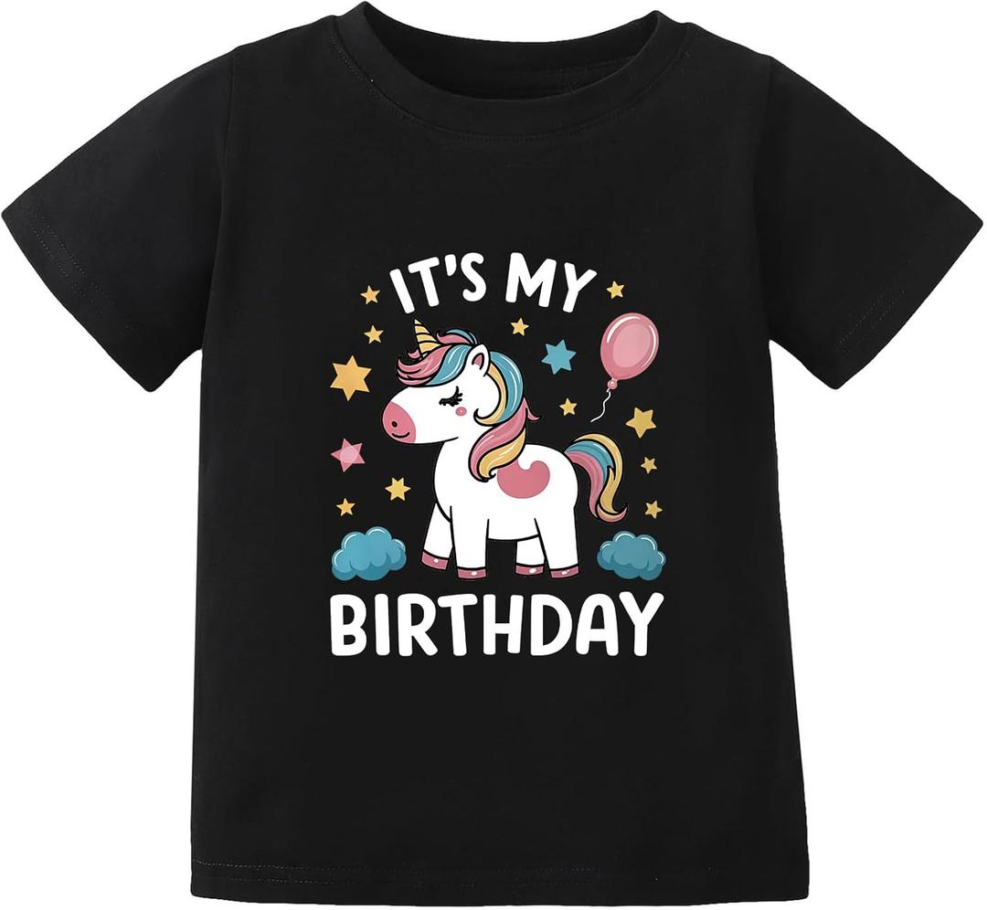 It's My Birthday Shirt for Toddler Girls 1st 2nd 3rd 4th 5th Girls Birthday Party Outfit Short Sleeve Gift Tshirt, M