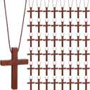Wood Cross Necklace Bulk Natural Wood Cross Pendant for Bible Verse Party Favor Crucifix on Cord Christian Gift