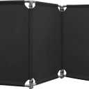 3 Panels Safety Barricade 5.8FT Foldable Security Sign Barrier Gate with Heavy Duty PVC Frame High Visibility Caution Symbol Crowd Control Restricted Area Pedestrian Barricade Traffic Fence Black