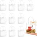 MAQIHAN Clear PVC Gift Bags with Handles - 10PCS Mini Party Favor Bags Transparent Party Favour Plastic Gift Bag Tote Goodie Bag Bulk Pvc Plastic Bags with Handles for Gifts(Mini Size 5.9 x 6.3 Inch)