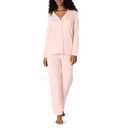 Amazon Essentials x Sofia Grainge Women's Stretch Modal Long-Sleeve Button-Front Top and Full-Length Bottom Pajama Set, Light Pink, Large