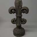 glitzhome Fleur De Lis Garden Statue, 27.25 Inch, Concrete Grey