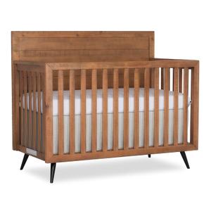 Evolur Stilnovo Mid-Century 4-in-1 Convertible Crib in Sugarcane Greenguard Gold Certified, Solid Wood Construction, 3 Mattress Heights Converts to Toddler, Daybed & Full-Size Bed