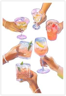 Retro Trend Green Cocktail Poster Art Printing College Style Art Aesthetics Youth Bar Cart Decoration Poster Canvas Wall Art Prints for Wall Decor Room Decor Bedroom Decor Gifts12x18inch Unframed, Pack of 2 