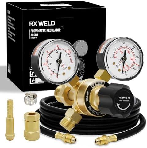 RX WELD Argon Regulators Gauges Gas Welding, Regulator for MIG and TIG, CGA580 Inlet Connection