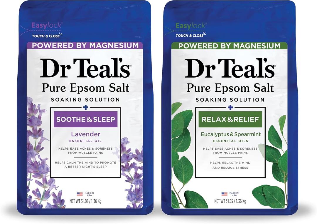 Dr Teal's Pure Epsom Salt, Lavender & Eucalyptus Duo Bundle, 3 lbs (Pack of 2)