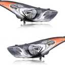 Headlight Assembly Designed for Hyundai Elantra 2011-2013, Passenger & Driver Side, Halogen Headlamp with Clear Lens Black Housing Amber Reflector, 92101-3y000 92102-3y000 HY2503161 HY2502161