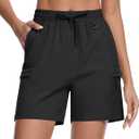 TACVASEN Women's 5" Hiking Cargo Shorts Lightweight UPF 50+ Quick Dry Athletic Shorts with Pockets Golf Outdoor Summer (Black, XXL)