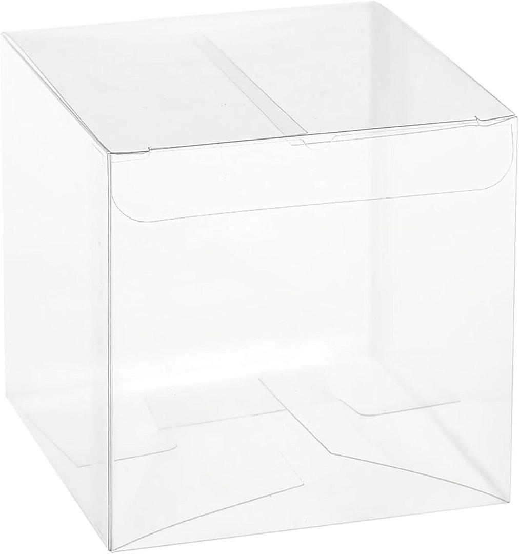 100 Pcs Plastic Storage Boxes - Transparent Gift Boxes, Empty Containers Packing Box for Party Favors Ideal for Cookies, Ornament, Gifts, Wedding, Birthday and Parties, 4x8"