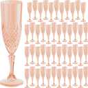 Plastic Champagne Flutes 7oz, Reusable Drinking Glasses Cups Goblets Shatterproof Unbreakable, for Wedding Party Mimosa Bar (48, Rose Gold)