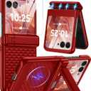 Magnetic for Motorola Razr Ultra 2025 Case [Fit for Magsafe] [Hinge ProtectionKickstand] [Built-in Screen Protector] [15 FT Drop Protection] Shockproof Slim Phone Case for Moto Razr Ultra 2025 (Red)