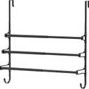 CANYAVE Over The Door Towel Rack, Extendable Triple Towel Storage Holder with Hooks, 24.02 Inches Towel Bar Hanger Towel Racks for Bathroom (Black)