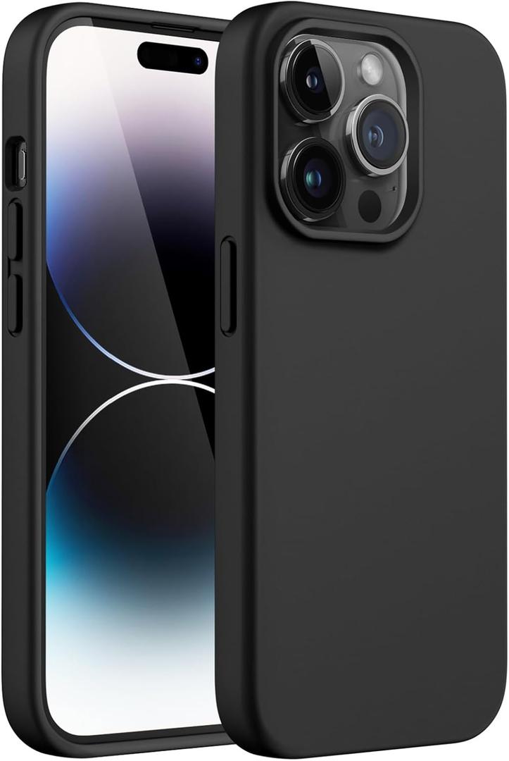 JETech Silicone Case for iPhone 14 Pro Max 6.7Inch, SilkySoft Touch FullBody Protective Phone Case, Shockproof Cover with Microfiber Lining (Black)